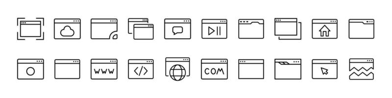 Set of Web Page Related Line Icons. Outline Signs for Graphic and Web Design, Apps, Adverts, Various Cards vector