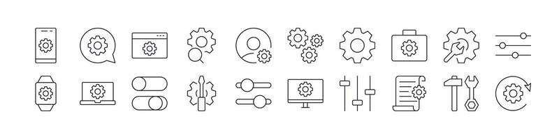 Settings Collection of Thin Icons. Editable Stroke. Perfect for Web Sites, Books, Cards, Apps vector