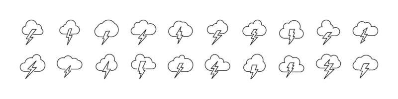 Lightning Bundle of Thin Icons. Editable Stroke. Perfect for Web Sites, Books, Cards, Apps vector