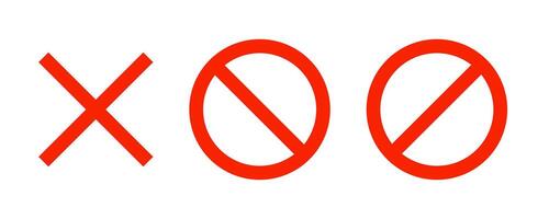 Cross mark icon. Stop mark icon set. Crossed and forbidden sign. Restrict entry ban prohibition and delete symbol vector