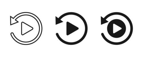 Replay icon set. Playback icon is thin and outlined. Repeat icon. Replay line and solid icon set vector