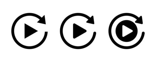 Replay icon. Play button sign. Replay symbol. Playback symbol. Restart. Repeat. Replay button icon vector