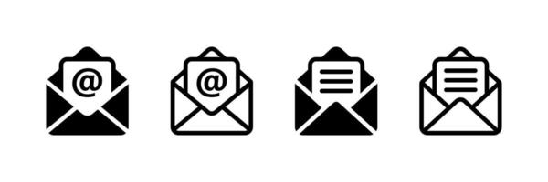 Mail icon. Email sign and symbol. Envelope icon. E-mail icon. Open envelope symbol. Post letter set vector