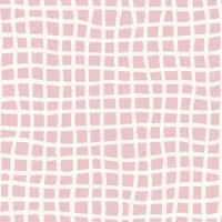 Groovy 70s checkered background with wavy brush strokes and vertical stripes. Distorted retro texture with hand drawn grid of square in pastel pink color. Optical illusion effect Y2k aesthetic. vector