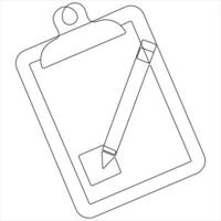 Continuous one line drawing of Clipboard with pen illustration vector