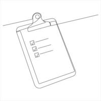 Continuous oneline drawing of a Clipboard with a Checklist outline style illustration vector