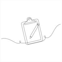 Continuous one line art drawing of clipboard with checklist isolated illustration vector