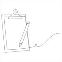Continuous one line drawing of clipboard with checklist illustration vector