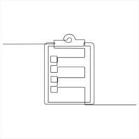 Continuous single line drawing of a Clipboard Checklist vector