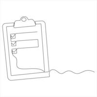 Continuous oneline drawing of a Clipboard with a Checklist illustration vector