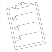 Simple continuous oneline art drawing of Checklist on a Clipboard line art isolated vector