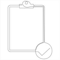 Clipboard with check mark icon in line art style illustration vector