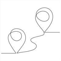 Minimalist Location Pin Icon continuous line drawing outline style illustration vector