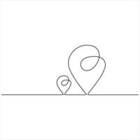 One continuous line drawing of Route maps and location icons outline style illustration vector