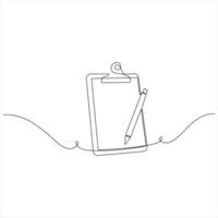 Continuous one line art drawing of clipboard with checklist illustration vector