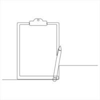 Continuous one line art drawing of clipboard with checklist outline style illustration vector