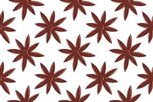 Star anise seamless pattern in flat style. Background design for fabric, packaging, coffee and bakery shops. vector