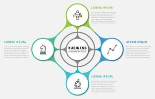 Dynamic business infographic with circular workflow elements vector