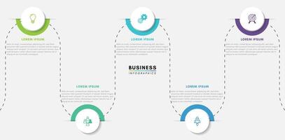 Business infographics design template, timeline with 5 steps or options vector