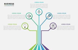 Modern infographics design template, tree diagram with 5 steps or options vector