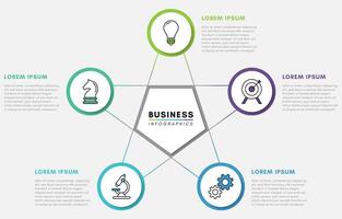 Circle business workflow infographic with 5 steps vector