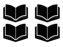 Four Black and White Open Book Icons Arranged in a Square Pattern vector