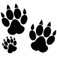 Three Black Paw Prints with Claws on a White Background vector