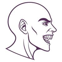 Line Art Illustration of a Bald Vampire Head in Profile View vector