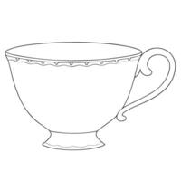 Elegant Teacup Outline with Decorative Trim and Handle Illustration vector