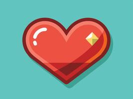 Stylized Red Heart with Glossy Highlights on a Teal Background vector