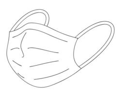 Simple Line Drawing of a Protective Face Mask with Ear Loops vector