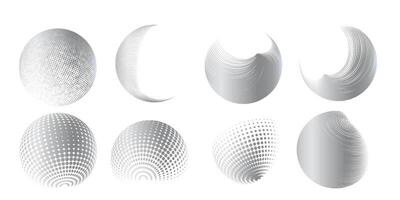 set of halftone rounded 3d figures. vector
