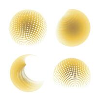 Contemporary set of golden halftone rounded 3d figures. vector