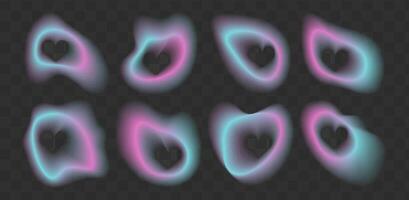 Heart frame with gradient blur. Abstract y2k color gradation in pink and blue. Soft aura effect for love design. Cute hologram blurry figure pack. Modern minimal Valentine ombre paint decoration. vector