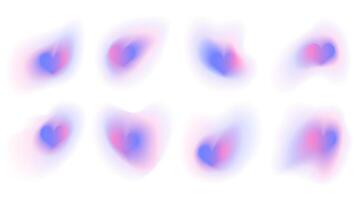 Aura heart element. Y2k gradient blur with watercolor mesh color gradation. Blue and pink halo for valentine. Minimal blend figure with holographic ombre and fluid effect. Neon glow aesthetic. vector