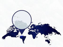 Trinidad and Tobago detailed map highlighted on blue rounded World Map. vector