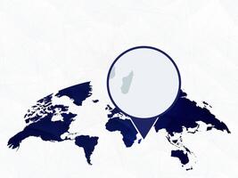 Mauritius detailed map highlighted on blue rounded World Map. vector