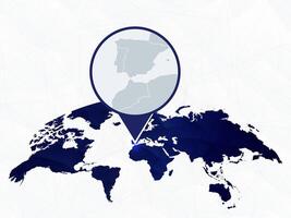 Gibraltar detailed map highlighted on blue rounded World Map. vector