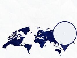 Tonga detailed map highlighted on blue rounded World Map. vector