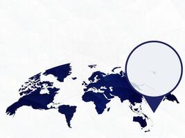 Marshall Islands detailed map highlighted on blue rounded World Map. vector