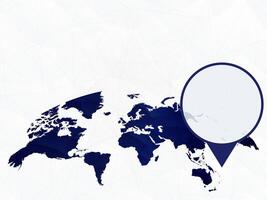 Nauru detailed map highlighted on blue rounded World Map. vector