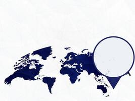 Samoa detailed map highlighted on blue rounded World Map. vector