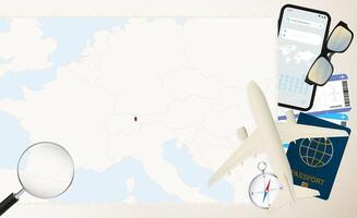 Liechtenstein map and flag, cargo plane on the detailed map of Liechtenstein with flag. vector