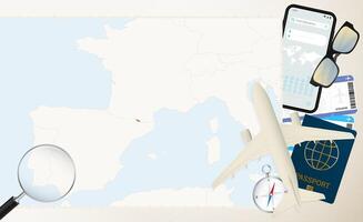 Andorra map and flag, cargo plane on the detailed map of Andorra with flag. vector