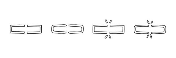 Doodle simple unlink icon set vector