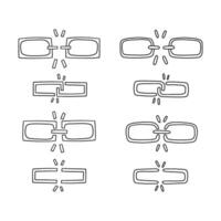 Doodle ui unlink icon set vector