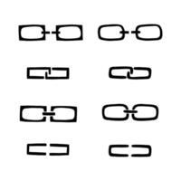 Break chain link line icon set vector