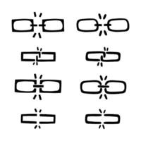 Break chain unlink icon set vector