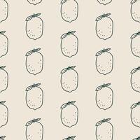 Hand Drawn Fruit Lemon Minimal Pattern vector