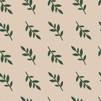 Elegant Leaf Seamless Pattern Illustration. Elegant green leaf pattern on a beige background, creating a natural and minimalist design perfect for textiles, wallpapers, and digital use. vector